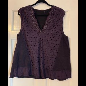 Eggplant purple mixed media sleeveless top